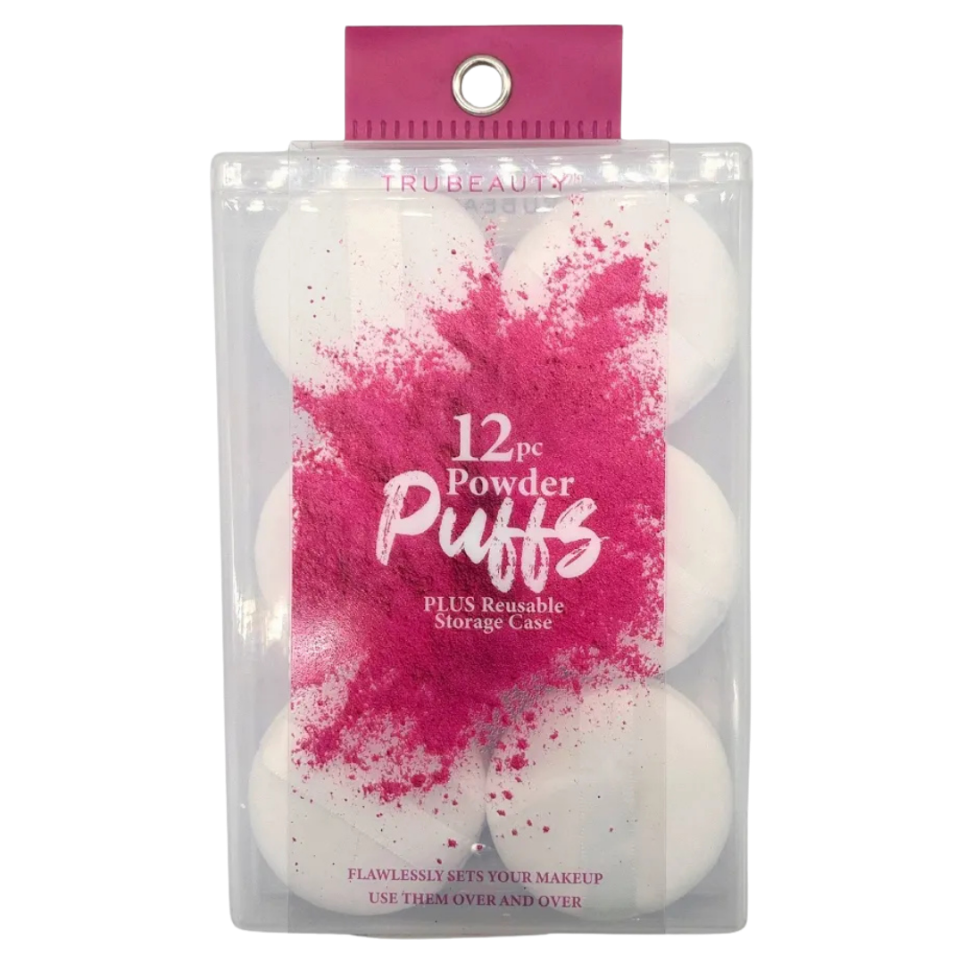 Tru Beauty Powder Puffs w/Reusable Case (12pcs)