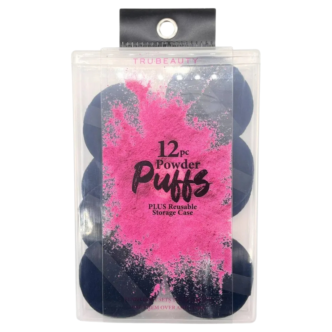 Tru Beauty Powder Puffs w/Reusable Case (12pcs)