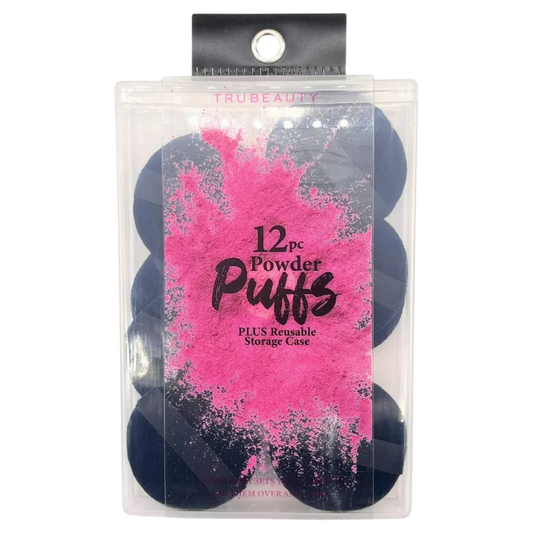 Tru Beauty Powder Puffs w/Reusable Case (12pcs)
